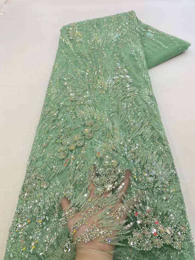 5 Yards Beaded Embroidered Lace Material Fabric JJ128