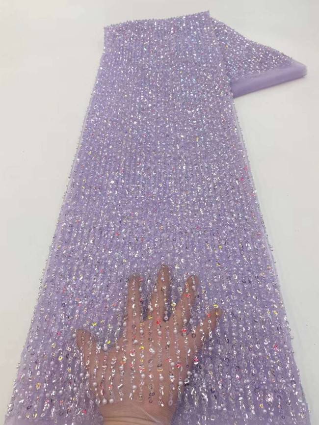 5 Yards Beaded Embroidered Lace Material Fabric JJ132