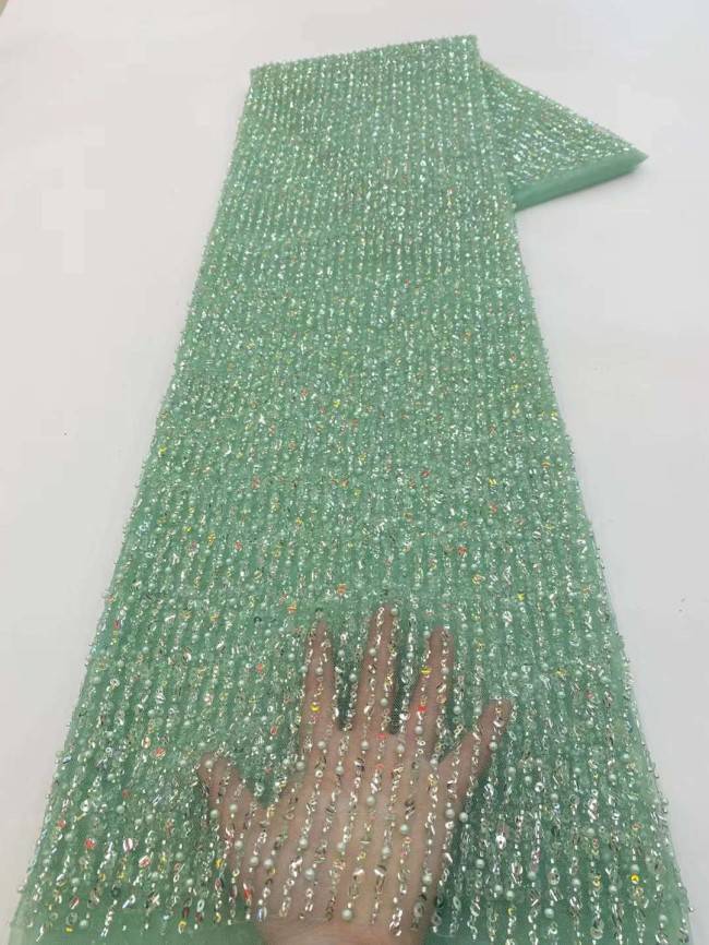 5 Yards Beaded Embroidered Lace Material Fabric JJ132