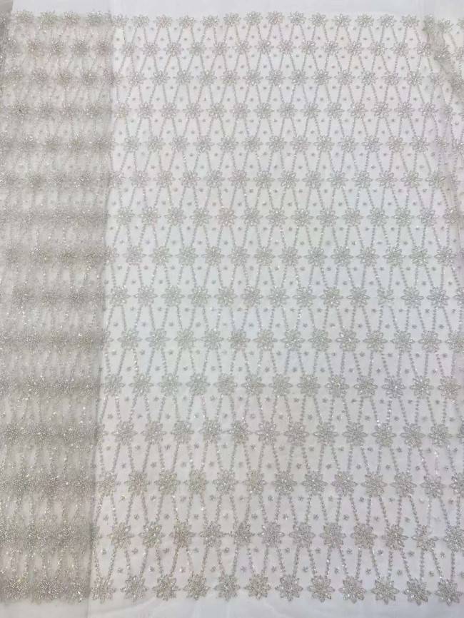 5 Yards Beaded Embroidered Lace Material Fabric JJ134