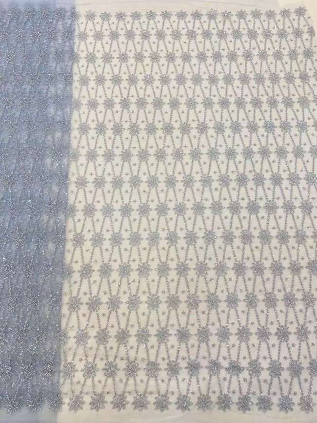 5 Yards Beaded Embroidered Lace Material Fabric JJ134