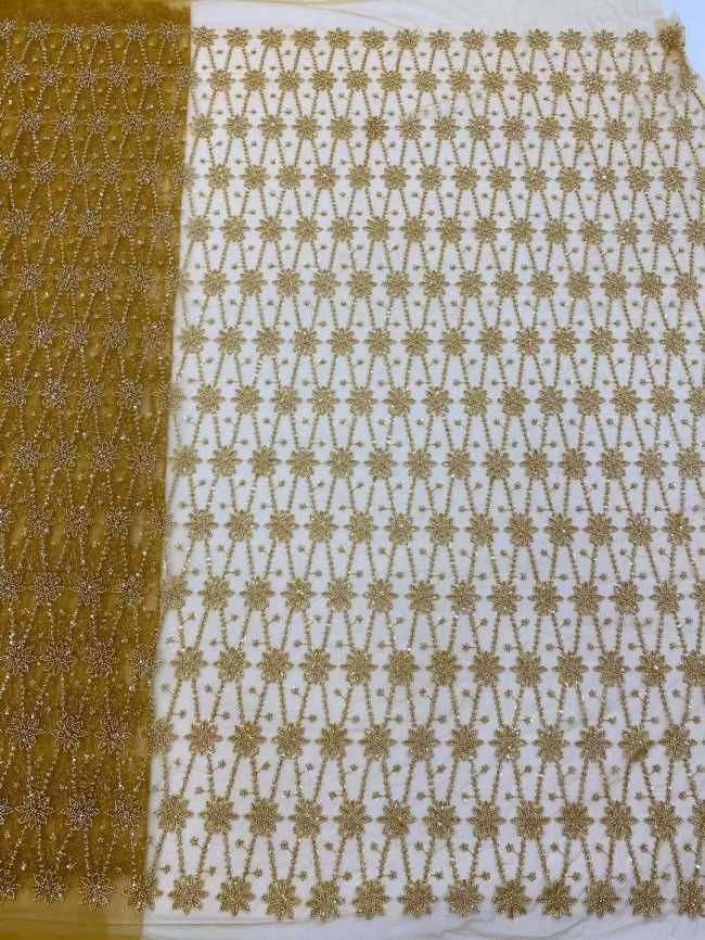 5 Yards Beaded Embroidered Lace Material Fabric JJ134