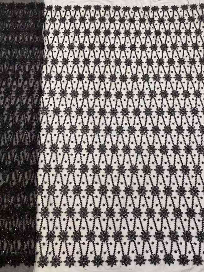 5 Yards Beaded Embroidered Lace Material Fabric JJ134