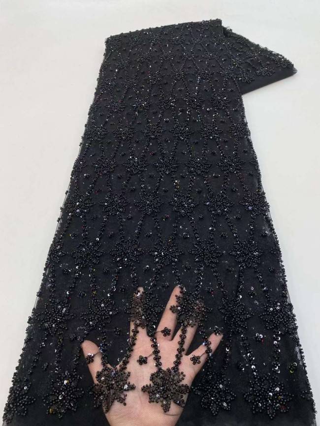 5 Yards Beaded Embroidered Lace Material Fabric JJ134
