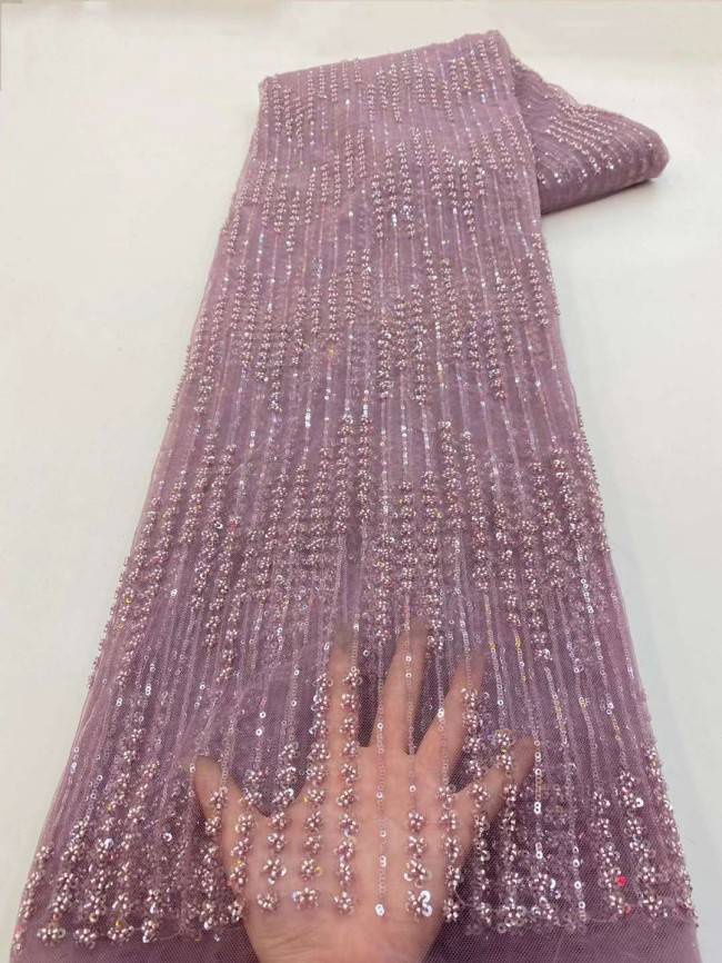 5 Yards Beaded Embroidered Lace Material Fabric JJ135