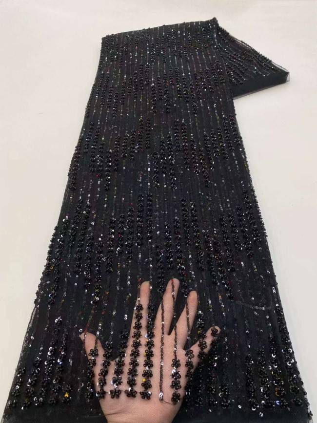 5 Yards Beaded Embroidered Lace Material Fabric JJ135