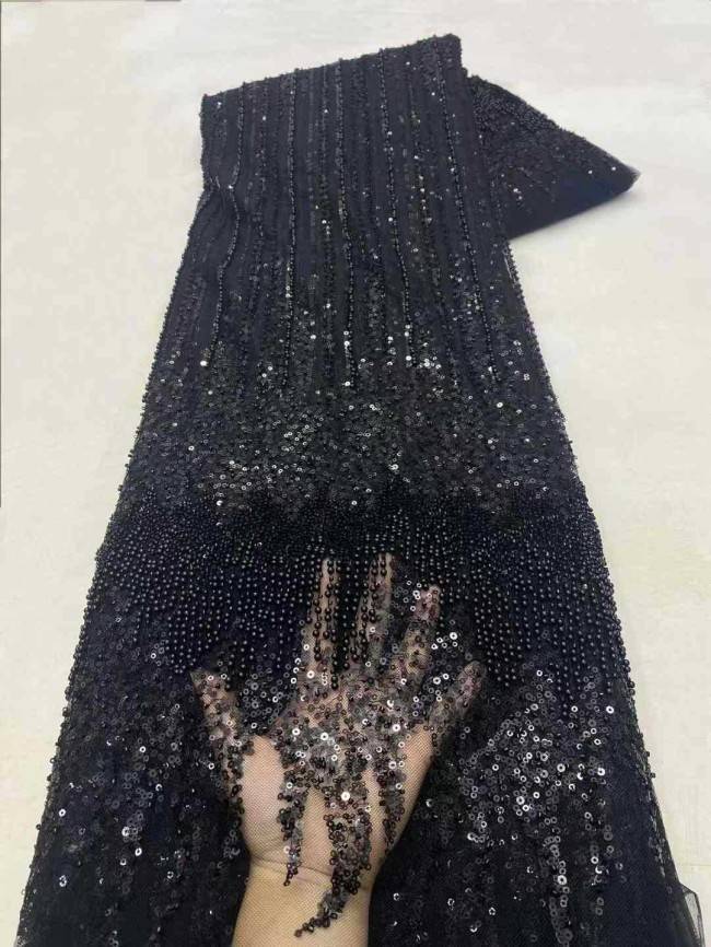 5 Yards Beaded Embroidered Lace Material Fabric JJ141