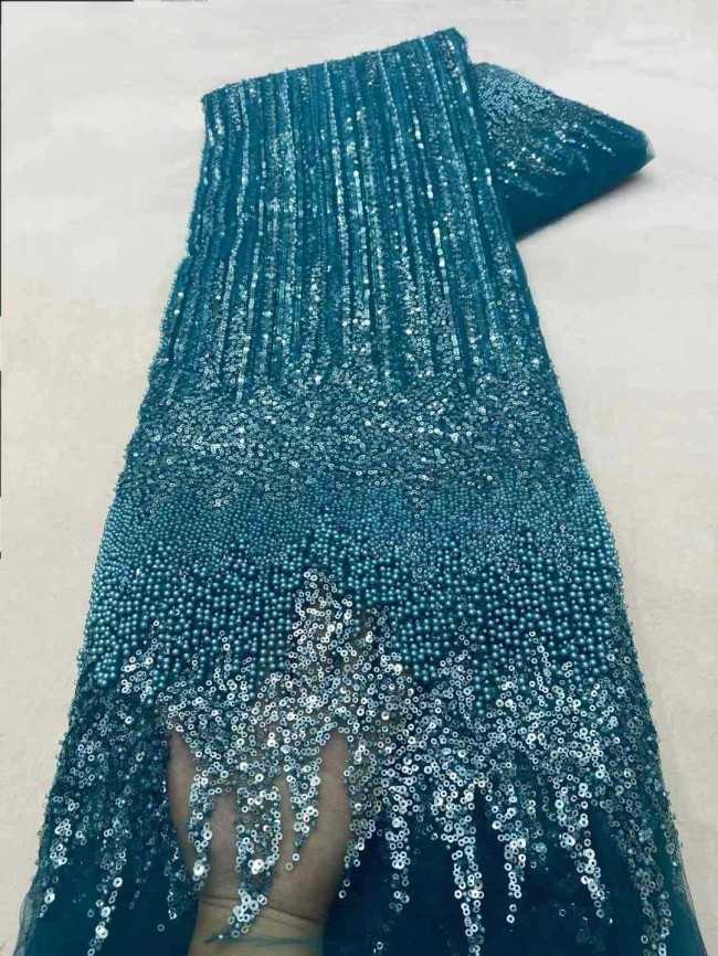 5 Yards Beaded Embroidered Lace Material Fabric JJ141