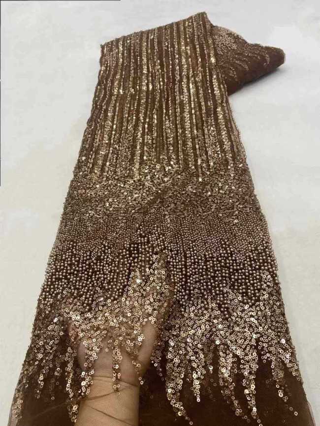 5 Yards Beaded Embroidered Lace Material Fabric JJ141