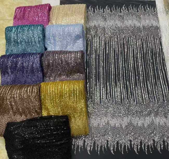 5 Yards Beaded Embroidered Lace Material Fabric JJ141
