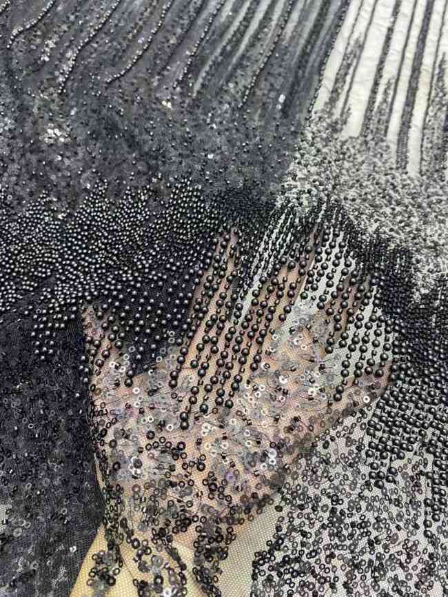 5 Yards Beaded Embroidered Lace Material Fabric JJ141