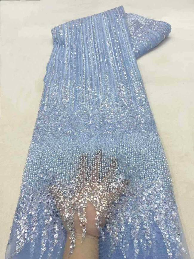 5 Yards Beaded Embroidered Lace Material Fabric JJ141
