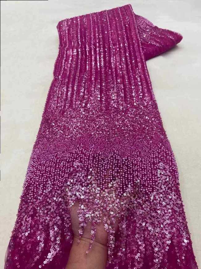 5 Yards Beaded Embroidered Lace Material Fabric JJ141