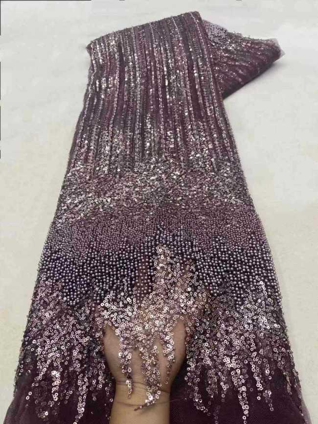 5 Yards Beaded Embroidered Lace Material Fabric JJ141