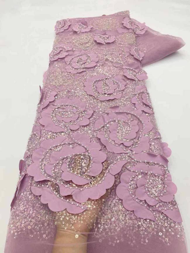5 Yards Beaded Embroidered Lace Material Fabric JJ143