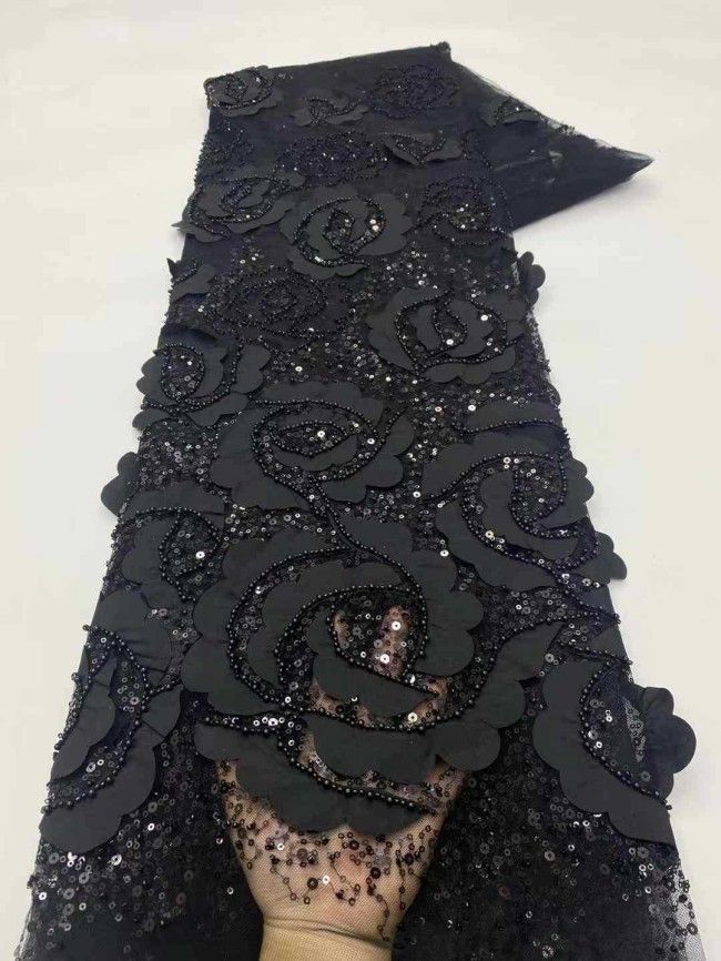 5 Yards Beaded Embroidered Lace Material Fabric JJ143