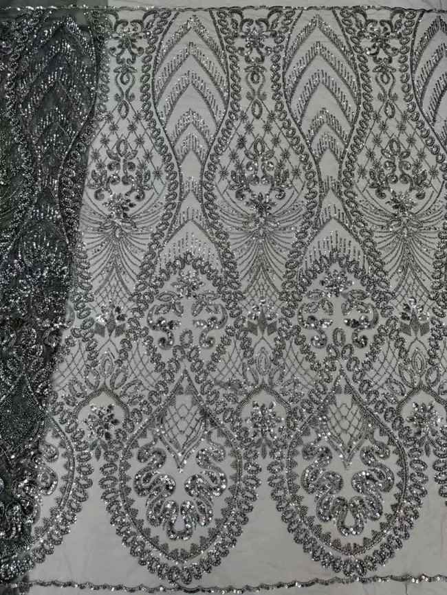 5 Yards Beaded Embroidered Lace Material Fabric JJ145