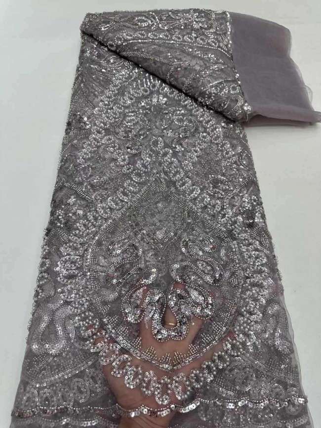 5 Yards Beaded Embroidered Lace Material Fabric JJ145