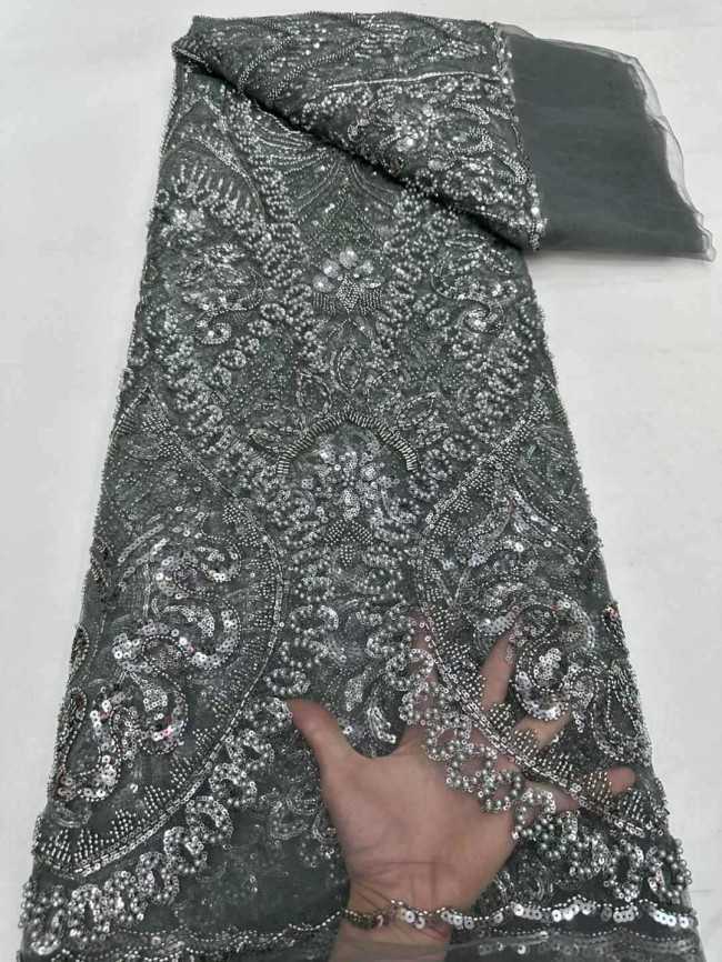 5 Yards Beaded Embroidered Lace Material Fabric JJ145