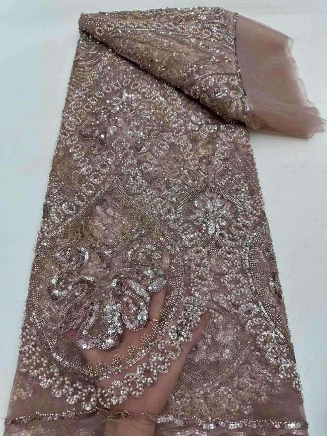 5 Yards Beaded Embroidered Lace Material Fabric JJ145
