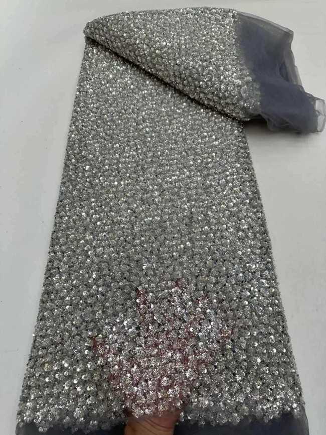 5 Yards Beaded Embroidered Lace Material Fabric JJ148