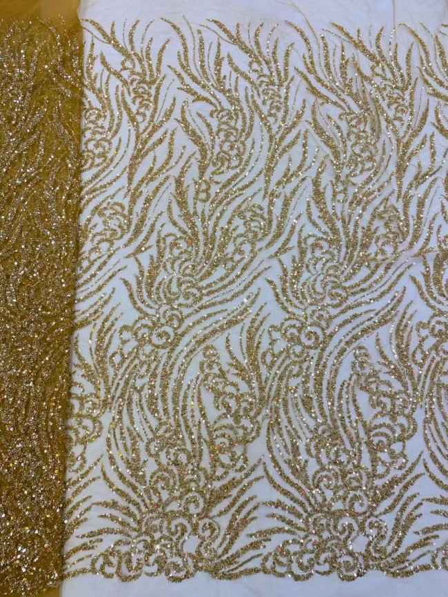 5 Yards Beaded Lace Material Fabric