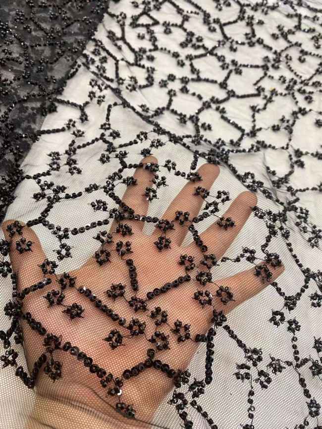5 Yards Beaded Lace Material Fabric