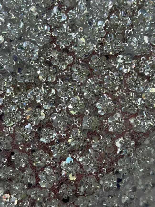 5 Yards Beaded Lace Material Fabric