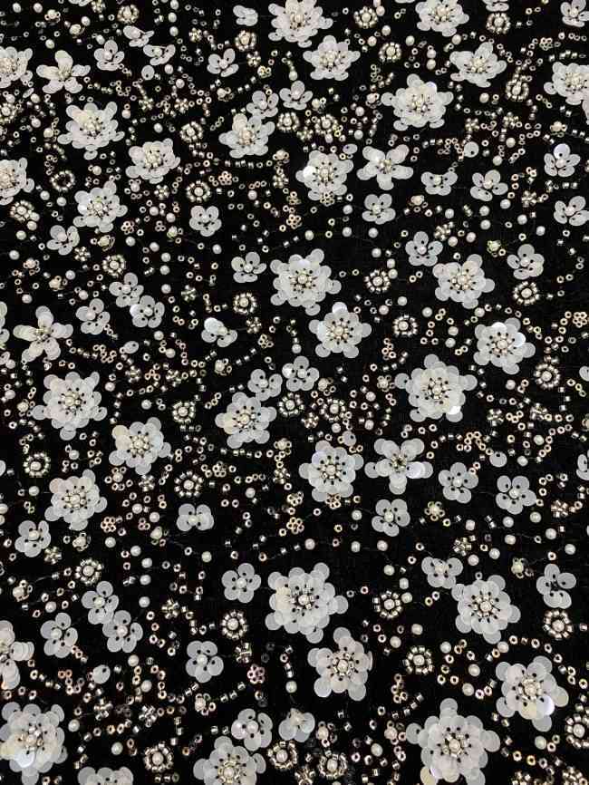 5 Yards Pearls Beaded Lace Material Fabric For Dresses