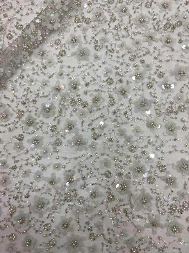 5 Yards Pearls Beaded Lace Material Fabric For Dresses