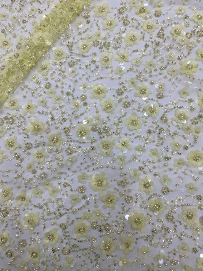 5 Yards Pearls Beaded Lace Material Fabric For Dresses