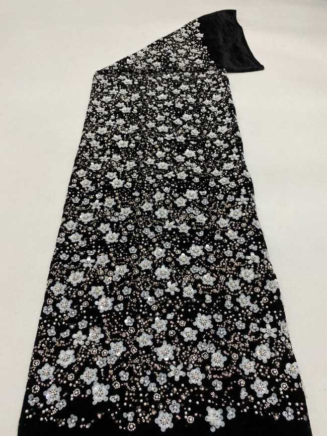 5 Yards Pearls Beaded Lace Material Fabric For Dresses