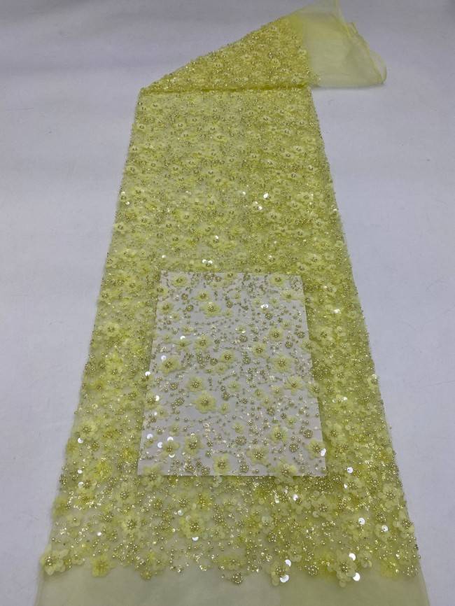 5 Yards Pearls Beaded Lace Material Fabric For Dresses