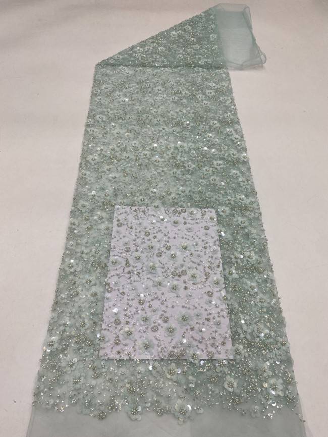 5 Yards Pearls Beaded Lace Material Fabric For Dresses