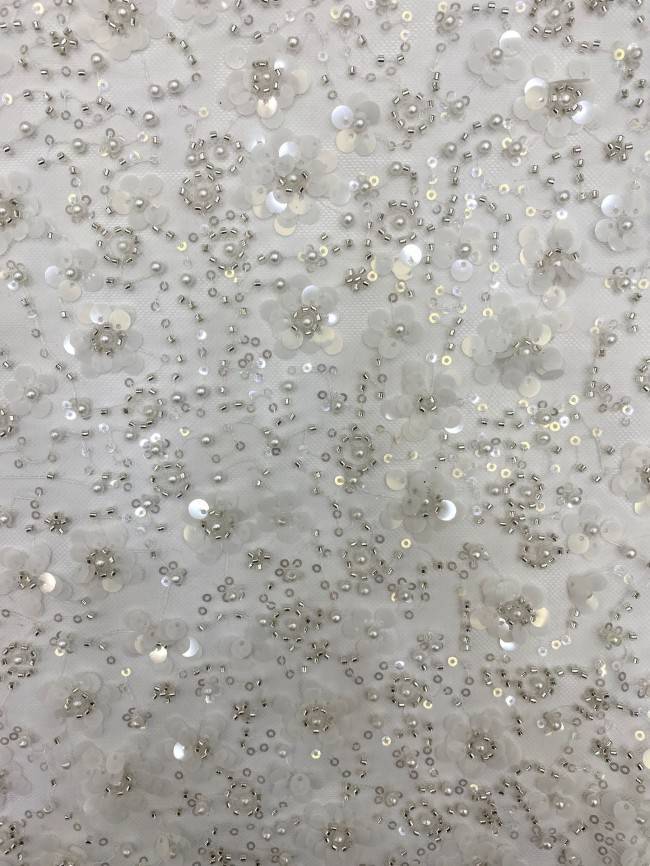 5 Yards Pearls Beaded Lace Material Fabric For Dresses