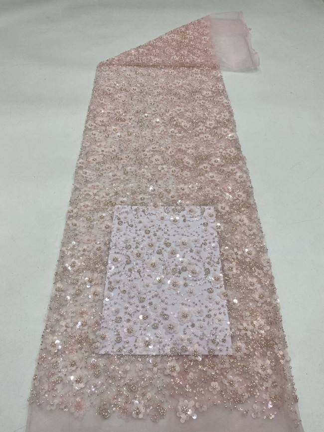 5 Yards Pearls Beaded Lace Material Fabric For Dresses