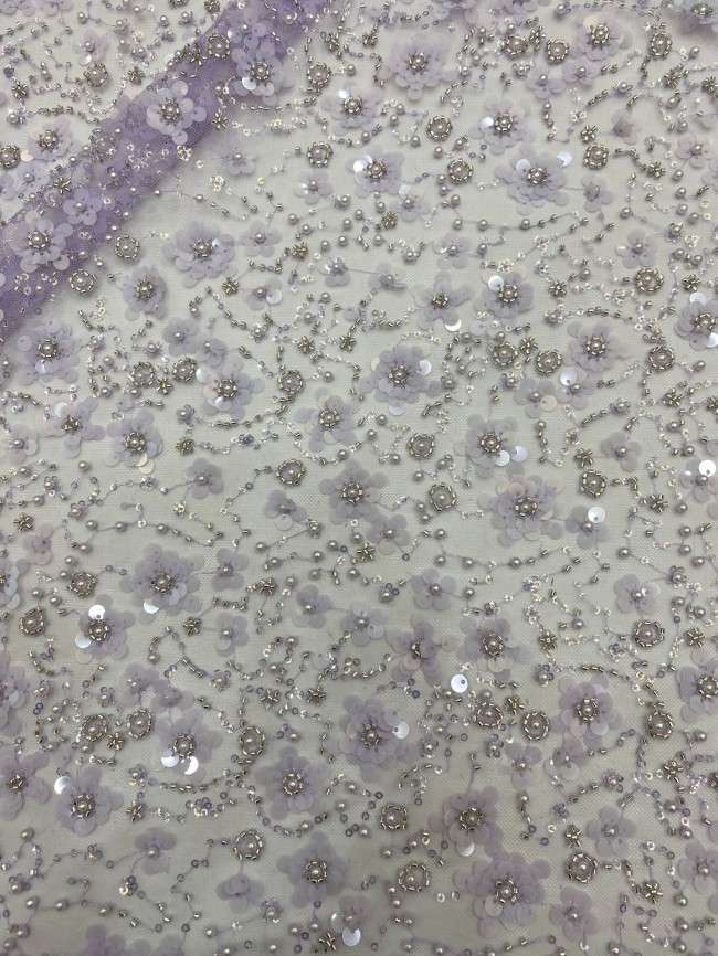5 Yards Pearls Beaded Lace Material Fabric For Dresses