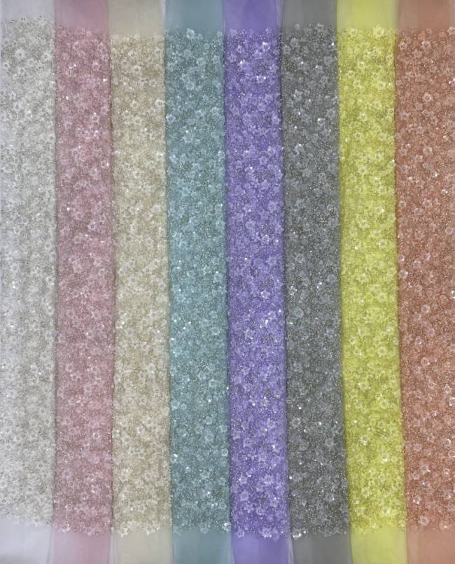 5 Yards Pearls Beaded Lace Material Fabric For Dresses