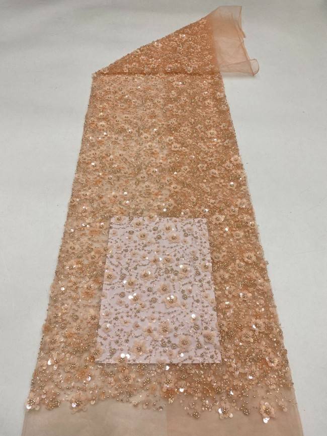 5 Yards Pearls Beaded Lace Material Fabric For Dresses