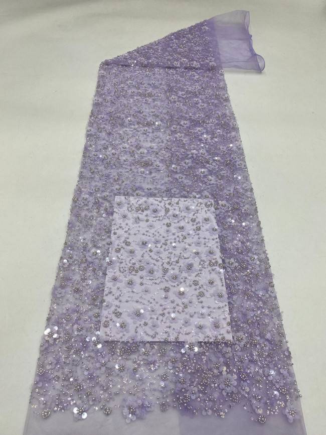 5 Yards Pearls Beaded Lace Material Fabric For Dresses