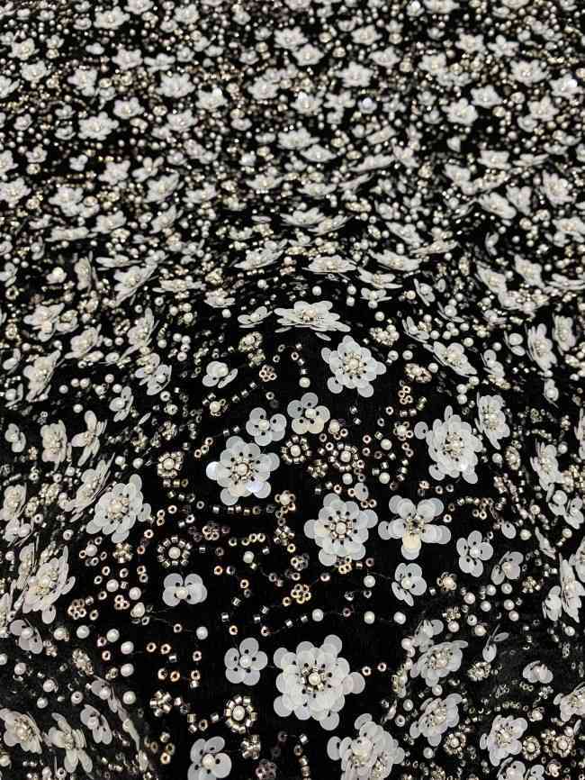 5 Yards Pearls Beaded Lace Material Fabric For Dresses