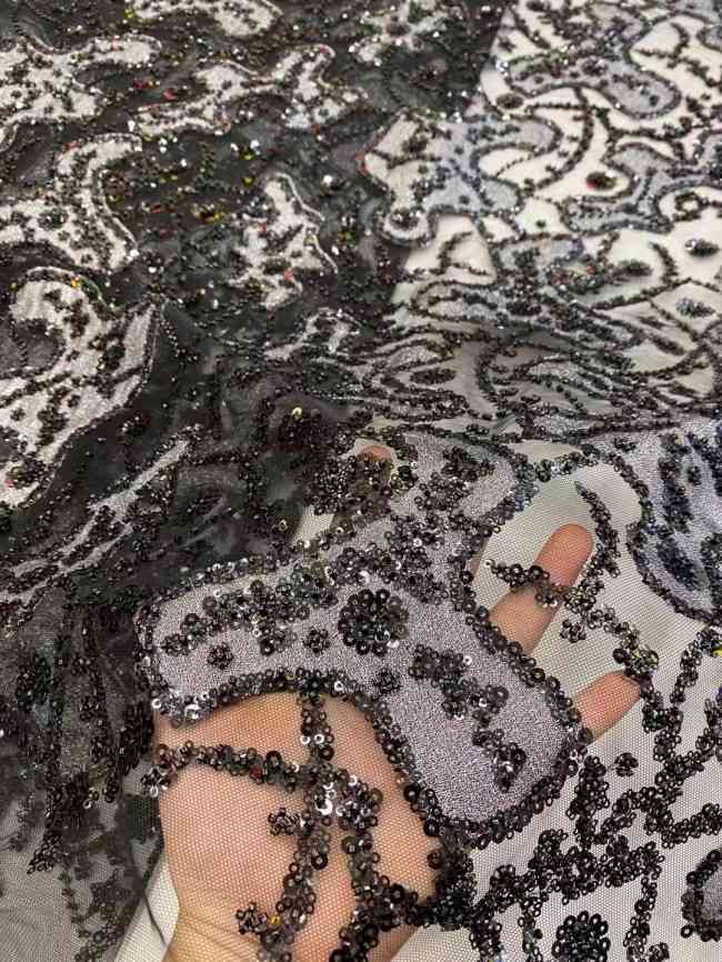 5 Yards Colorful Sequined Beaded Embroidered Lace Material Fabric HN023