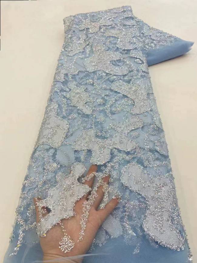 5 Yards Colorful Sequined Beaded Embroidered Lace Material Fabric HN023