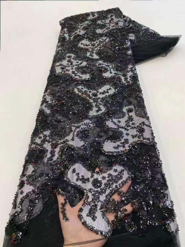 5 Yards Colorful Sequined Beaded Embroidered Lace Material Fabric HN023