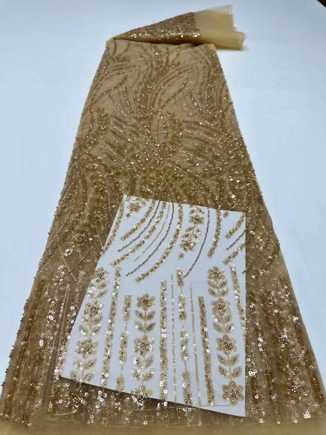 5 Yards Colorful Sequined Beaded Embroidered Lace Material Fabric HF004