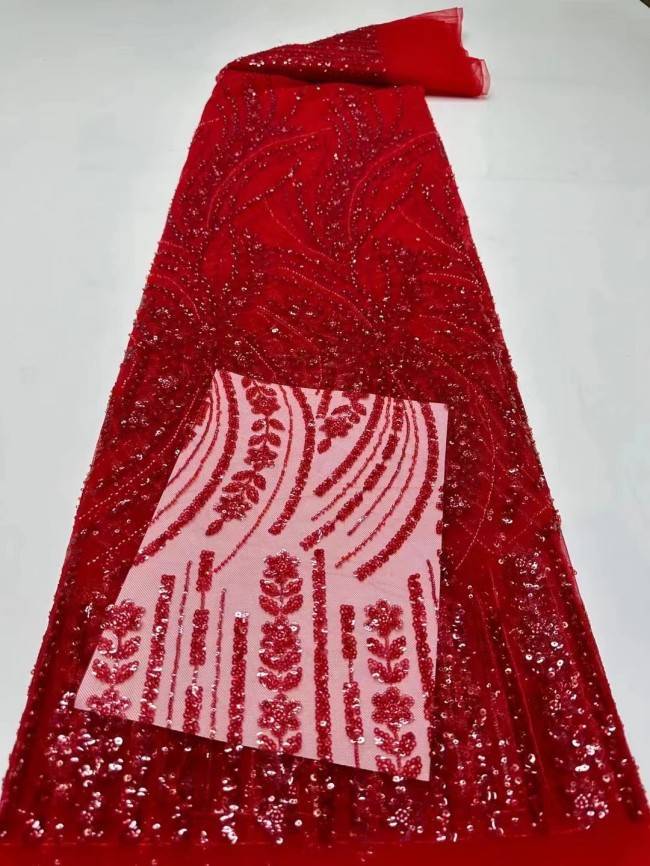 5 Yards Colorful Sequined Beaded Embroidered Lace Material Fabric HF004