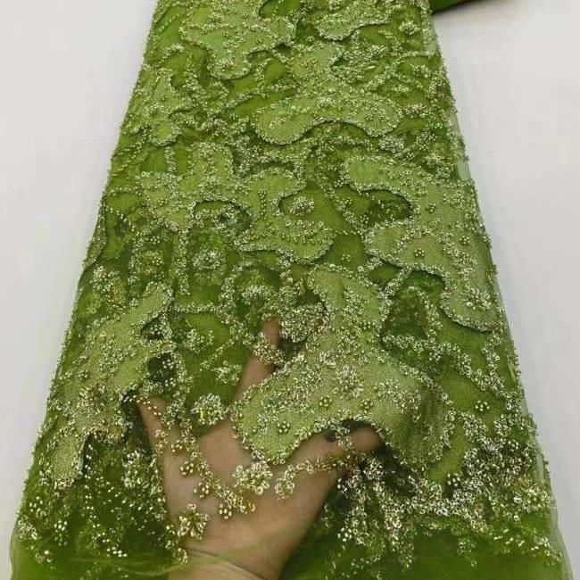 5 Yards Tulle Beaded Lace Material Fabric