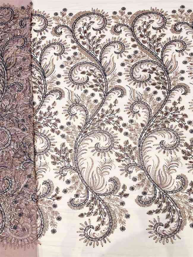 5 Yards Multi-Color Tulle Sequined Beaded Embroidered Lace Material Fabric PFS004