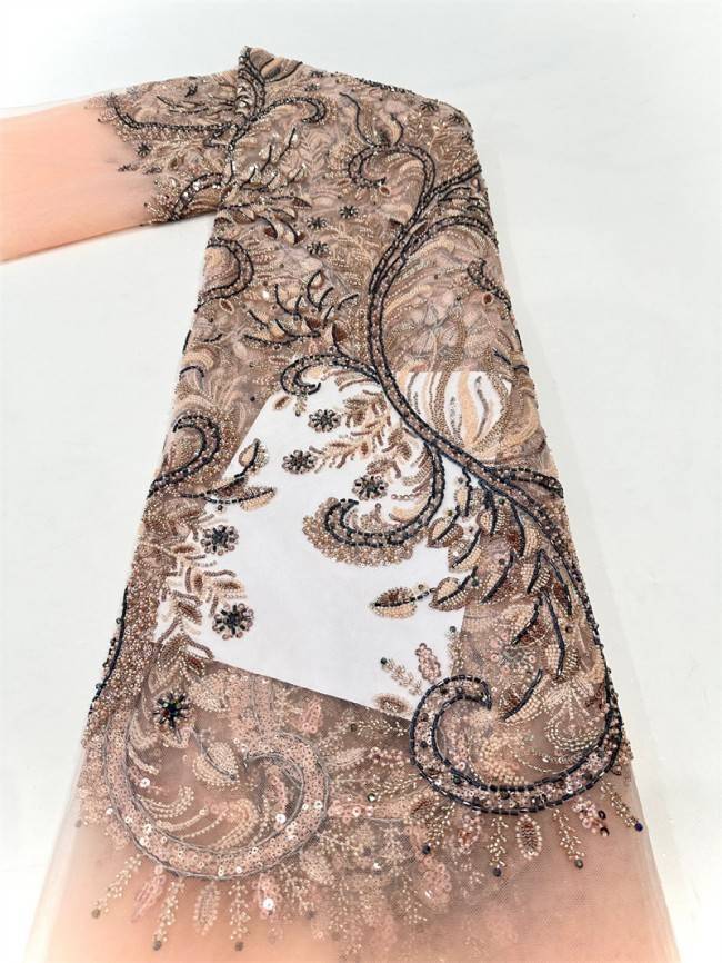 5 Yards Multi-Color Tulle Sequined Beaded Embroidered Lace Material Fabric PFS004