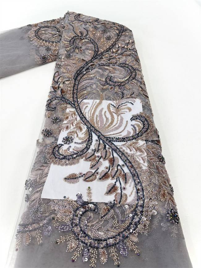 5 Yards Multi-Color Tulle Sequined Beaded Embroidered Lace Material Fabric PFS004